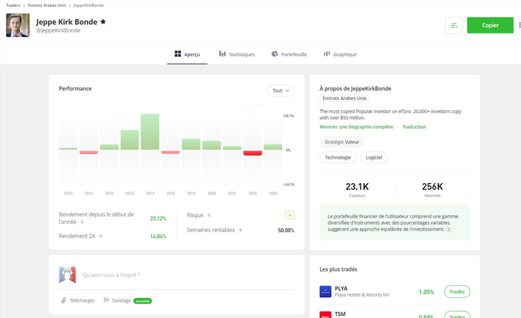 compte que l'on peut suivre et analyser par exemple